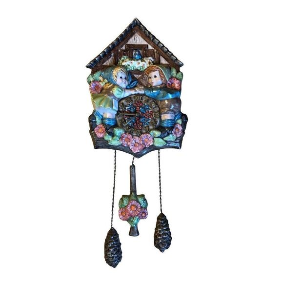 Vintage Ceramic Faux Cuckoo Clock Alpine Haus Black Forest - 2.5 feet tall - Picture 1 of 7